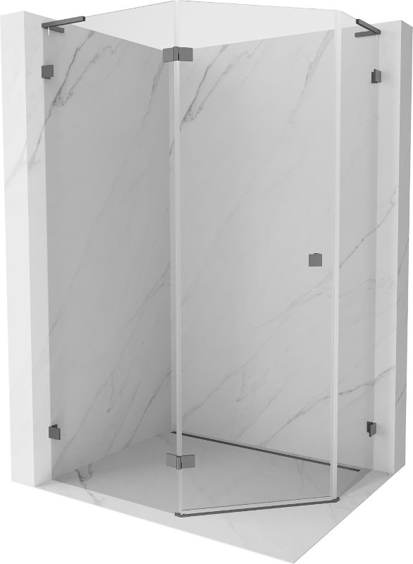 Kabina prysznicowa Mexen Lunar L pięciokątna uchylna lewa 80 x 100 cm transparent gun metal 1 szt.