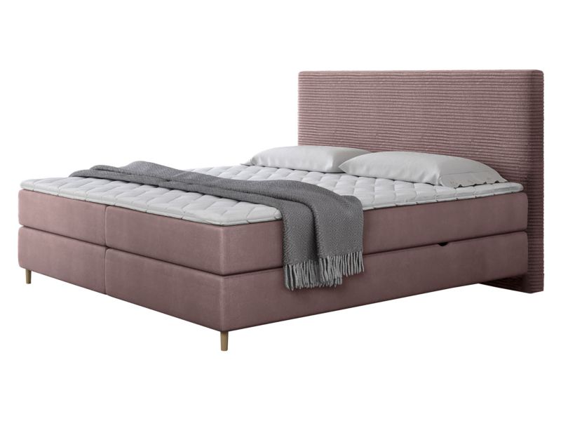 Łóżko kontynentalne MIRJAN 24 Laro Sztruks 160x200 brudny róż/brudny róż 1 szt.