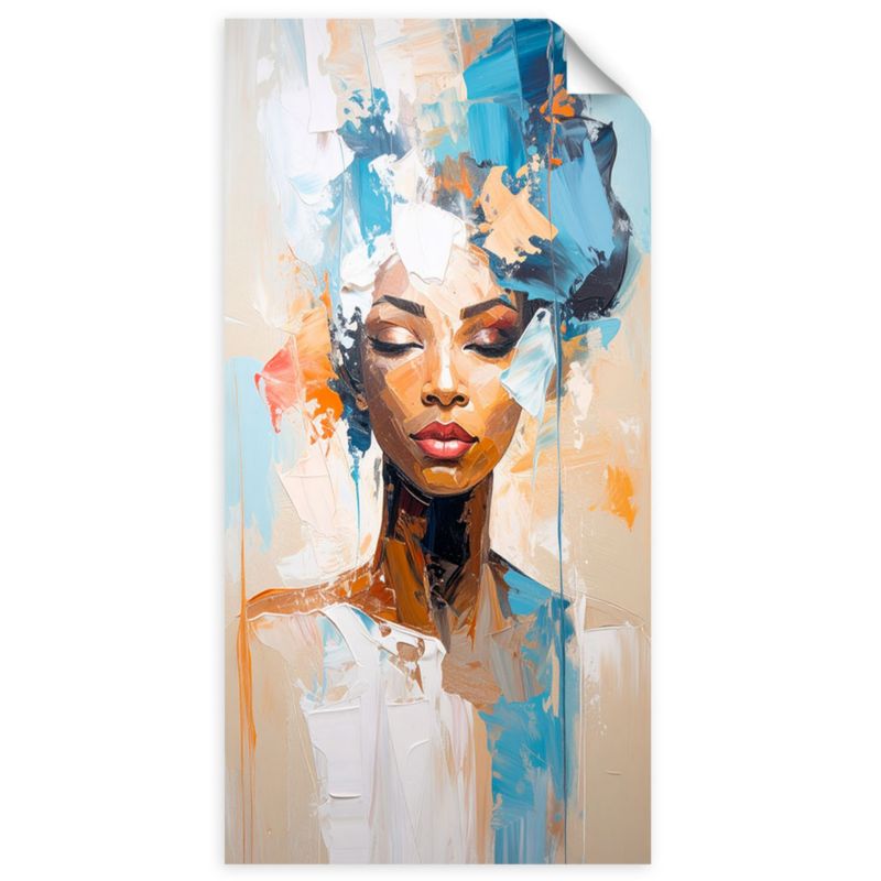 Naklejka samoprzylepna Feeby Portret kobiety abstrakcja turkusowy 100x200cm 1szt