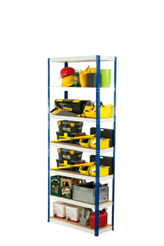 Regał metalowy MODO24 magazynowy niebiesko-biały helios 270x120x35cm 7 półek po 275 kg 1 szt.