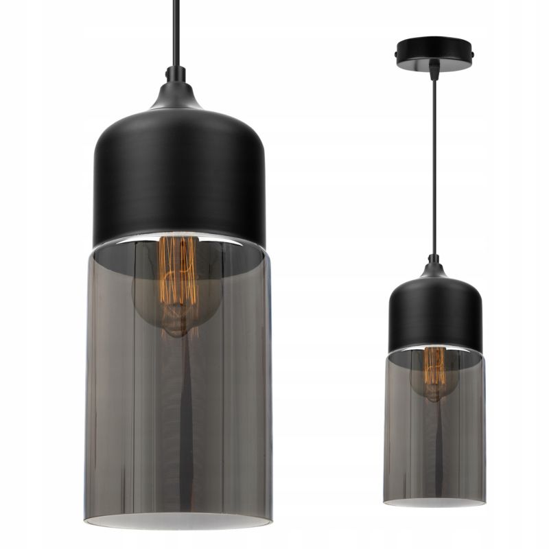 Lampa sufitowa wisząca Light Home LH Oslo 1x E27 60W klosz tuba czarny/szary 1szt.