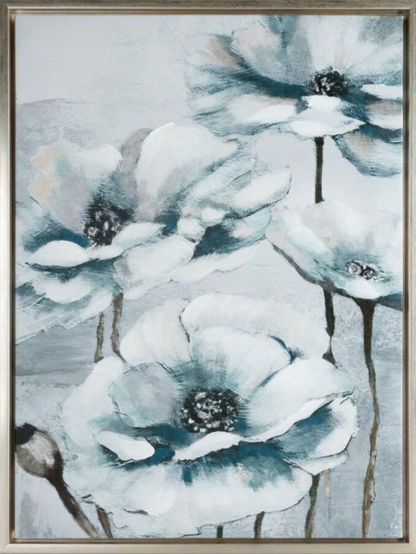 Obraz 673/B Eurofirany 45x60 cm ręcznie malowane na płótnie niebieskie kwiaty 1 szt.