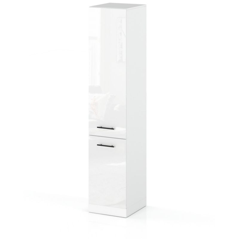 Szafka Kuchenna Hurtownia-Mebli Stojąca Słupek S40 sPremium 40cm Biały Mat Biały Połysk 40x58x211 cm 1szt.