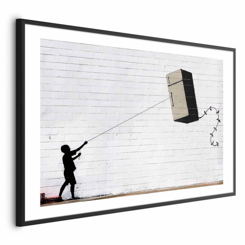 Plakat Artgeist Latająca lodówka 60x40 cm z ramą czarną 1 szt