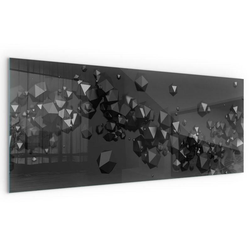 Płyta Szklana Wallfluent 125x50 cm Transparentna Szyba Ochronna Abstrakcyjna chmura brył 1 szt.