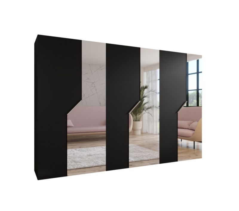 Szafa uchylna z lustrem otwierana Abiks ANDREW 2 300 wys 202 cm Czarny + Kaszmir 1 szt