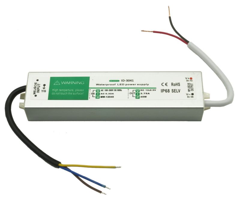 Zasilacz transformator do LED IdeaLED moc 45W output 12V DC stałoprądowy IP67 - 1 szt