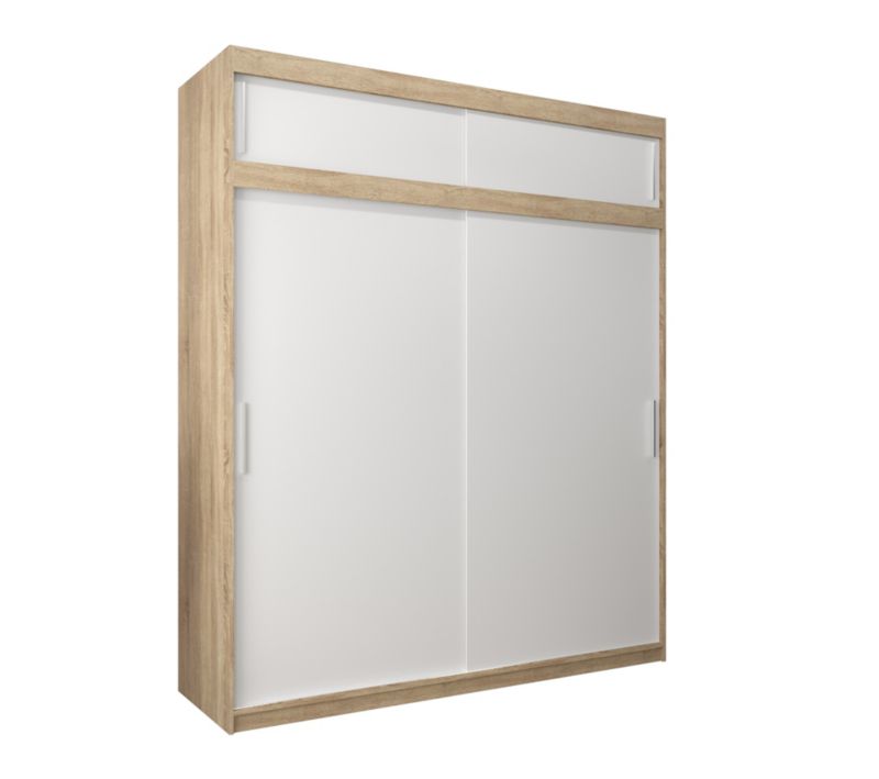 Szafa przesuwna Garderoba Abiks Tokyo 200 sonoma + biały z nadstawką 1 szt.