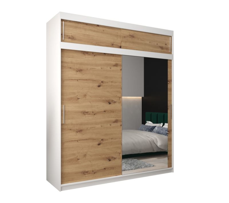 Szafa przesuwna Garderoba Abiks Tokyo 2 200 biały + artisan z nadstawką 1 szt.