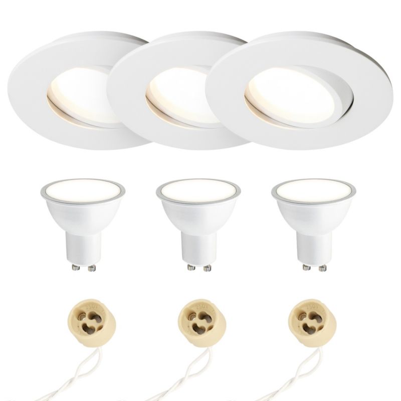 Punktowa oprawa sufitowa EDO hermetyczna biała żarówka 4000K 5,5W GU10 z gniazdem,wpuszczana regulowana POLI 3szt.