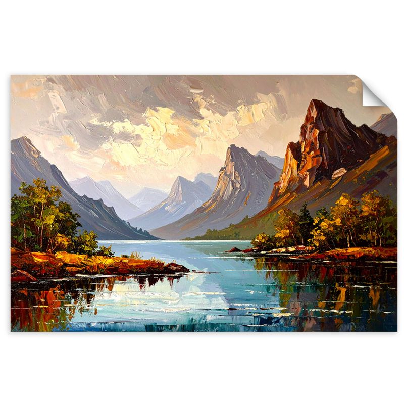 Naklejka na ścianę do salonu sypialni Feeby Rzeka Drzewa Krajobraz górski 60x40cm 1szt