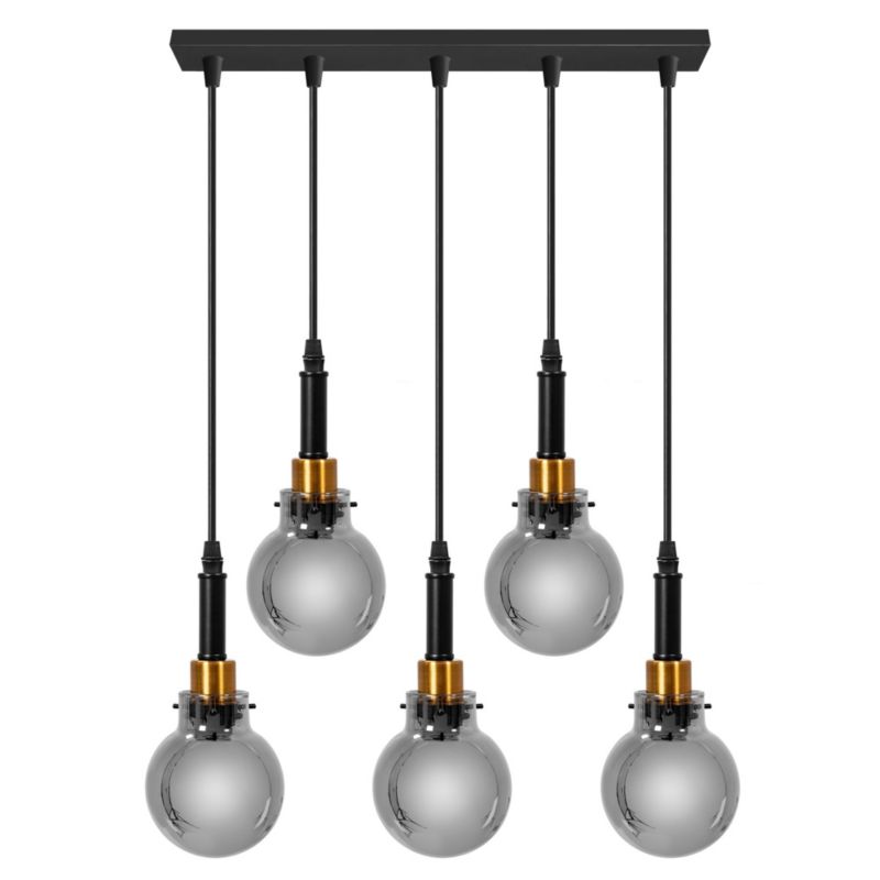 Lampa Sufitowa Wisząca Toolight App1126-5Cp Czarny Złoty