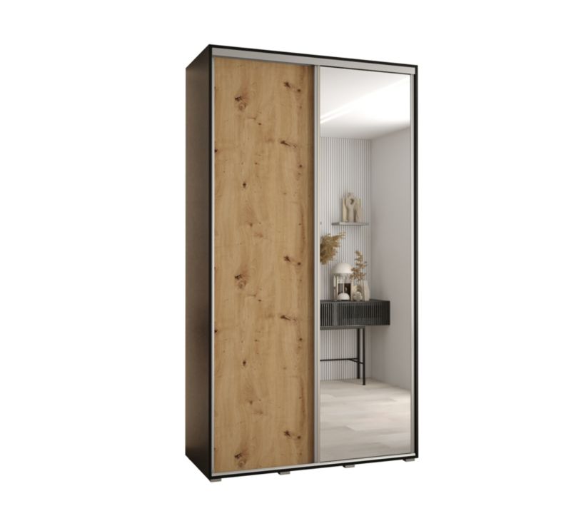 Szafa przesuwna Abiks DAVOS 3 wysoka szer.130cm gł.60cm czarny/artisan/srebrny 1szt.