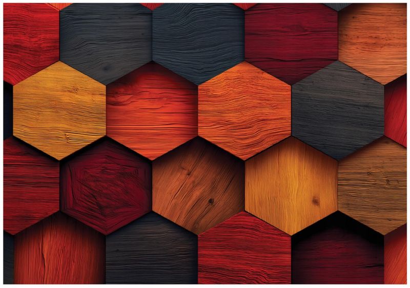 Fototapeta WALLARENA Do Sypialni Salonu Na Flizelinie Drewno Abstrakcja Geometria Pomarańczowy 300x210 cm 16031VX6 1 szt.