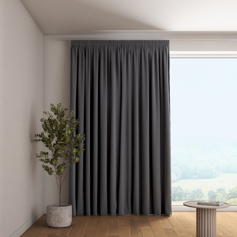 Zasłona na taśmie marszczącej 1 szt. 130 x 260 cm Dekoria grafitowy szary 1 szt.