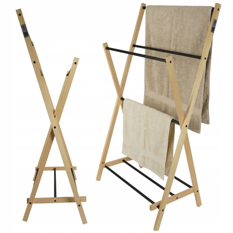 Wieszak na ręczniki stojak Rodeno do łazienki drewniany eko sosnowy 1 szt.