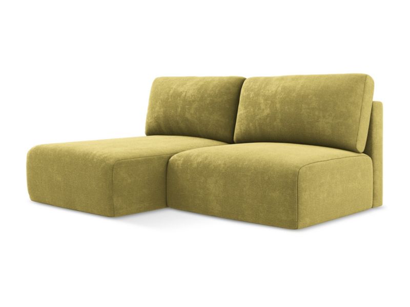 Lewy narożnik z funkcją spania LaMiaSofa OSTIA z tkaniny szenilowej 210x149 cm limonkowy 1 szt.