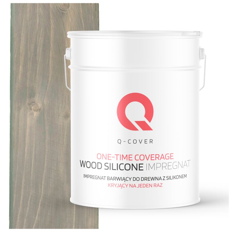 Impregnat Barwiący do Drewna z Silikonem Kryjący na Jeden Raz Q-Cover Szarość ciemna RAL7046 10L