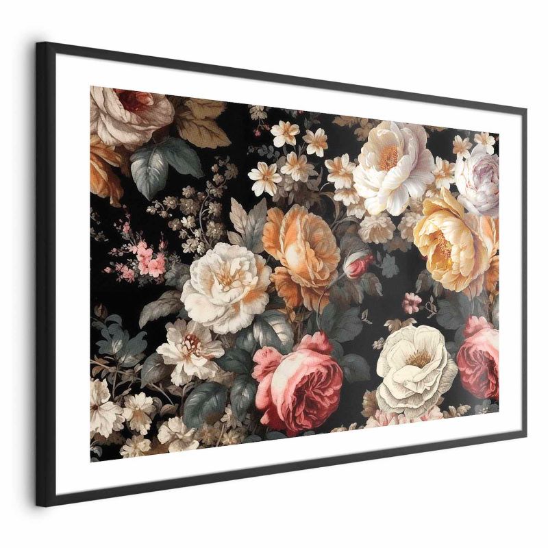 Plakat Artgeist Kolorowe kwiaty 90x60 cm z ramą czarną 1 szt