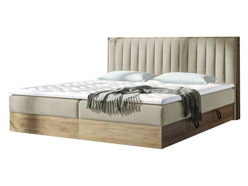 Łóżko kontynentalne MIRJAN 24 Harmony 180x200 zimny beżowy/gold craft oak 1 szt.