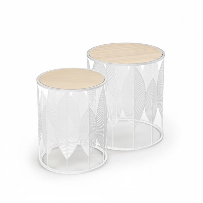 Zestaw 2 stolików kawowych Halmar FOLLA naturalny/biały 1 szt.