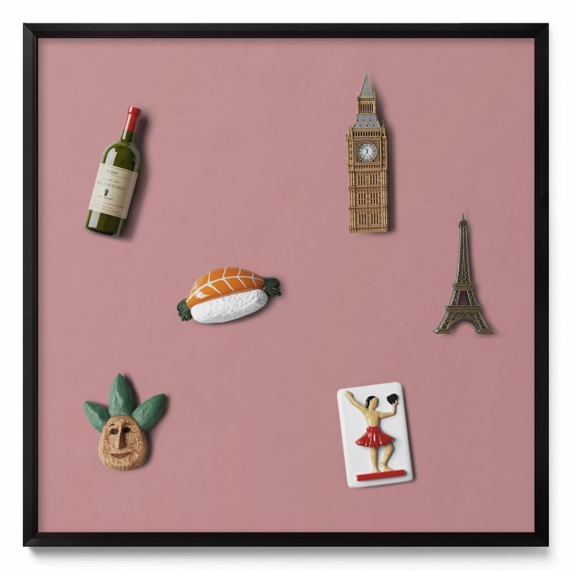 Ozdobna tablica magnetyczna Tulup 50x50 cm Kolor pastelowy różowy w czarnej ramie 1 szt.