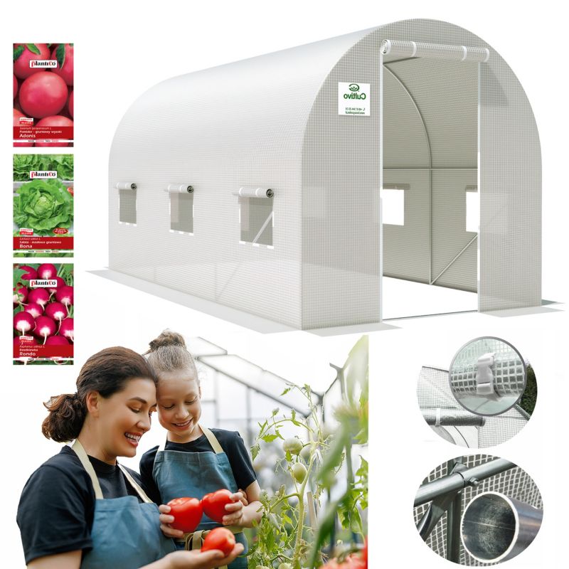 Tunel Foliowy Cultivo Ogrodowy Szklarnia 2x4x2 - 8m2 Biały Na Warzywa 1 szt