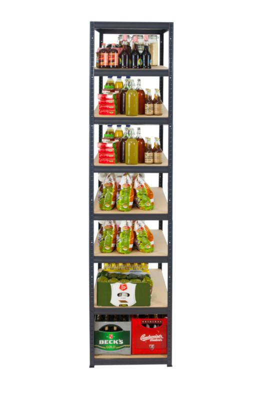 Regał metalowy MODO24 magazynowy grafit premium helios 270x30x30cm 8 półek po 175 kg 1 szt.