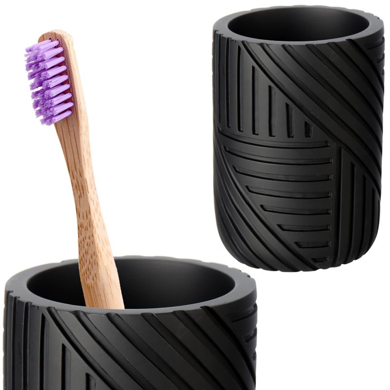 Kubek na szczoteczki do zębów Rodeno czarny wzór 1 szt.