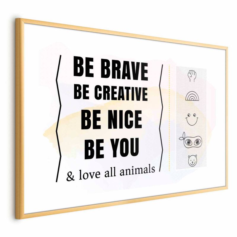 Plakat Artgeist Bądź sobą 30x21 cm z ramą złotą 1 szt