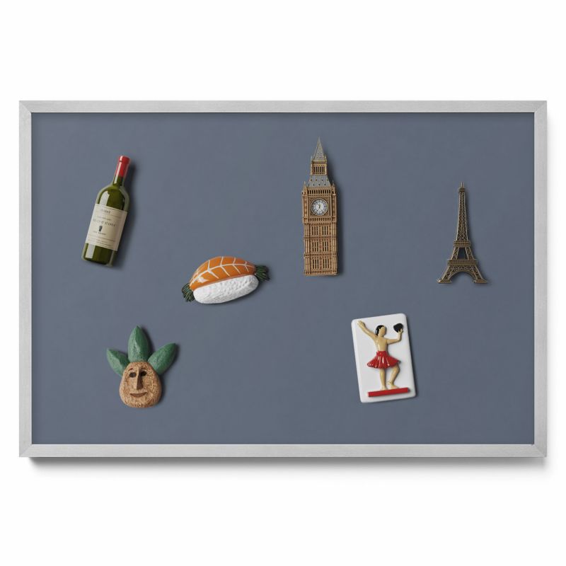 Tablica na magnesy z podróży Tulup 60x40 cm Kolor chłodny szary w srebrnej ramie 1 szt.