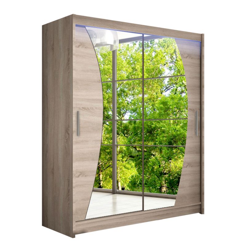 Szafa MIRJAN 24 z drzwiami przesuwnymi Presto X z oświetleniem RGB trufel/lustro 1 szt.