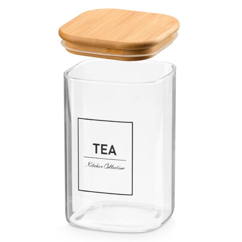 Pojemnik Na herbatę Vivalto Szklany Bambusowa Pokrywka 1.2 L 1Szt.