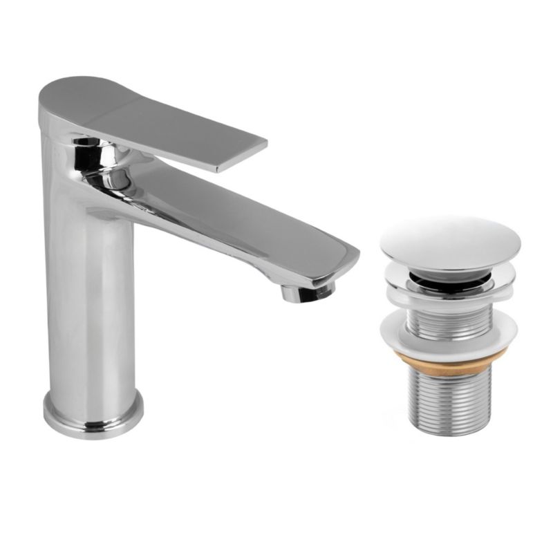 Zestaw umywalkowy Yoka Home bateria umywalkowa stojąca i korek klik-klak chromowany - 1 szt.