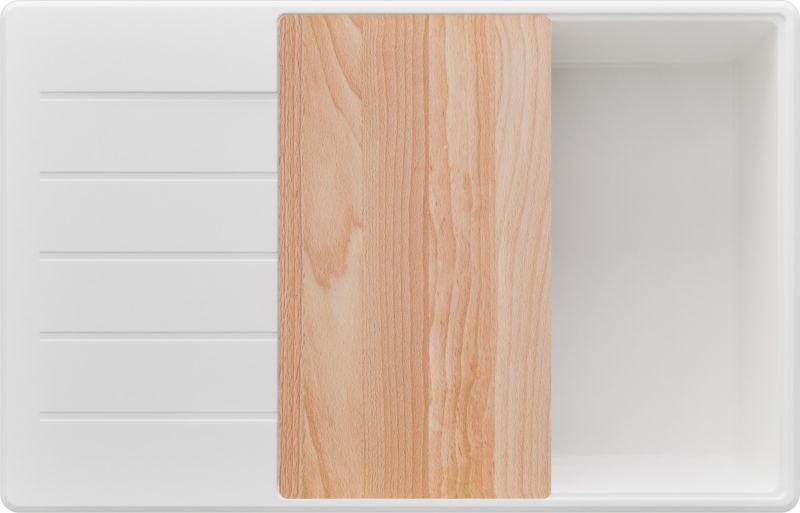 Zlewozmywak Kopenhaga PRIMAGRAN Nablatowy 78x50cm do szafki od 60cm, Biały + Syfon + Deska, S625, 1 szt.