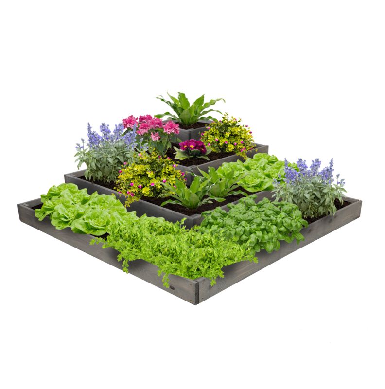 Grządka piętrowa narożna MODO24 drewniana 36x120x120 cm 1 szt.