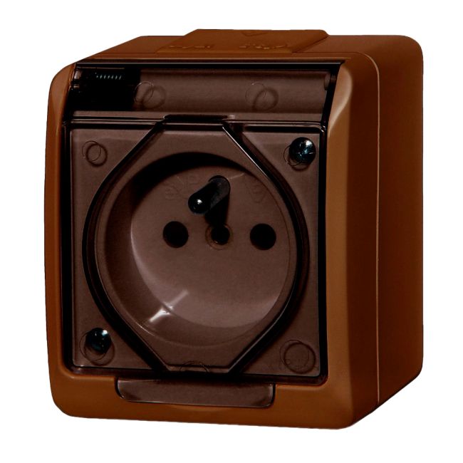 Gniazdo pojedyncze Elektro-Plast Hermes natynkowe z uziemieniem brązowe/dymne