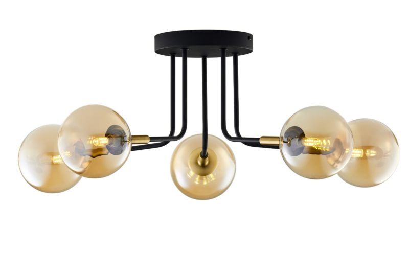 Lampa sufitowa Jupiter BURANO czarno-złoto-bursztynowa 5xG9x8W IP20 - 1 szt