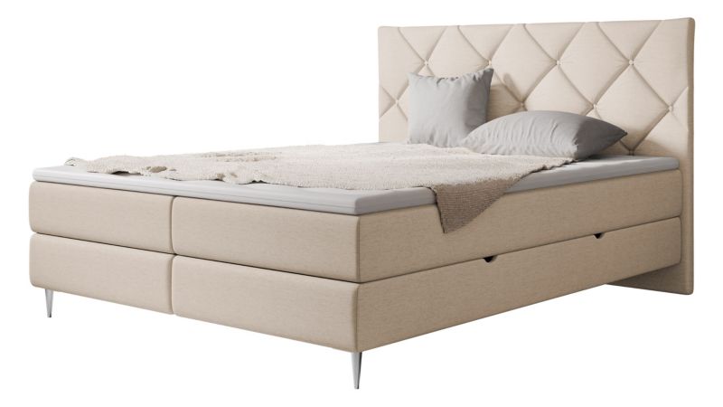 Łóżko kontynentalne MIRJAN 24 Letra 180x200 cm beżowy/nogi chrom 1 szt.