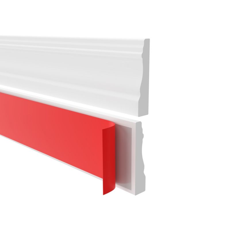 QUEST Listwa przypodłogowa samoprzylepna PVC FLEX, elastyczna listwa cokołowa PREMIUM, frezowana - retro, RAL 9003, biały, 5 m