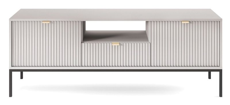 Szafka RTV Almagro szara INTESI ryflowana glamour stojąca 154 cm na wysokich nogach 1 szt.