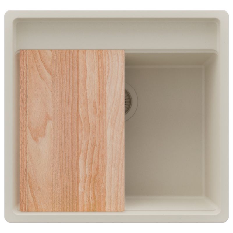 Zlewozmywak Bergen PRIMAGRAN Nablatowy 56x53cm do szafki od 60cm, Beżowy + Syfon + Deska, S192, 1 szt.