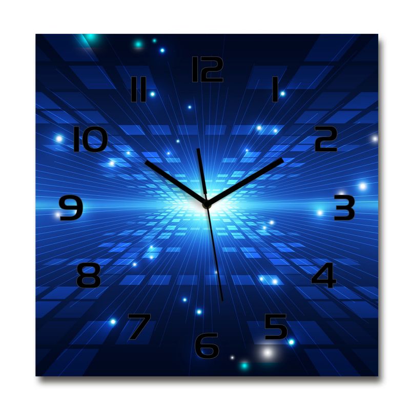 Zegar szklany Tulup Trójwymiarowe tło czarne wskazówki 30x30 cm cm cichy 1 szt.