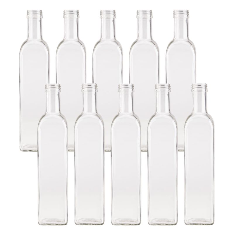 Butelki szklane MODO24 500 ml maraska kwadratowa na soki i oliwę fi 31 bez nakrętek 10 szt.