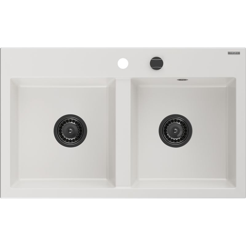 Zlewozmywak granitowy Mexen Hektor 2-komorowy czarno-złoty 800x480 mm - 6521802000-75-G 1 szt.