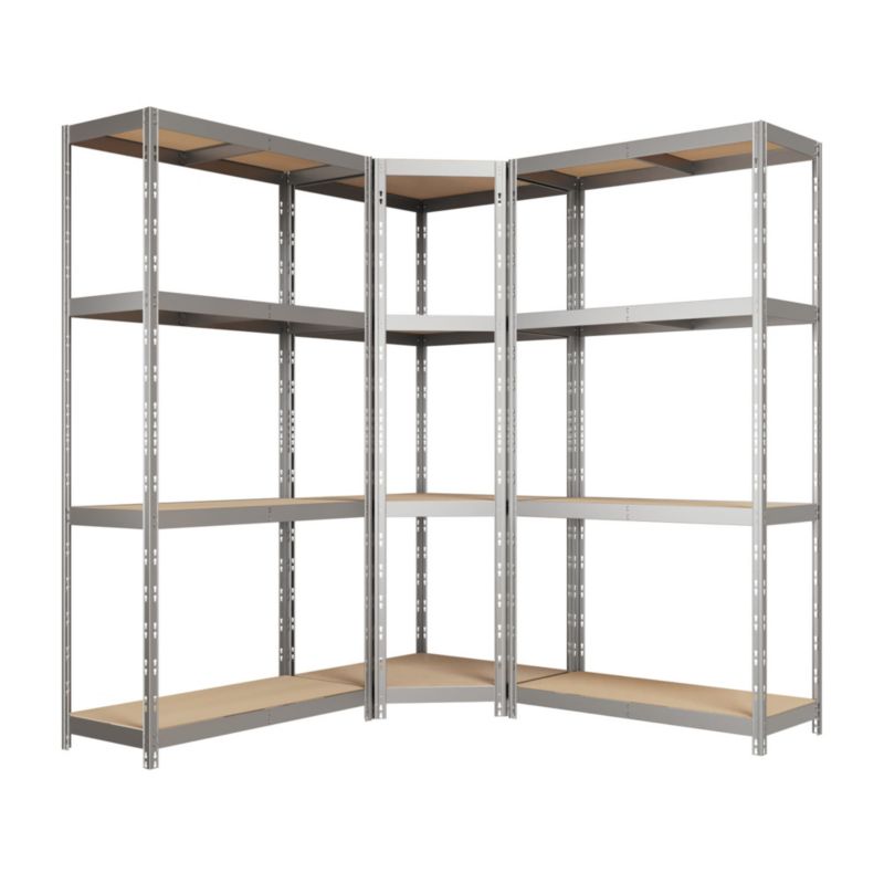 System regałowy z regałem narożnym AR Shelving Rivet Budget i 2 regałami ocynkowanymi 180x320x40 cm 175 kg 3 szt