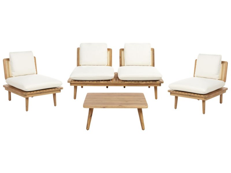 Zestaw ogrodowy ze stolikiem Accadia Certyfikowane drewno akacjowe Jasnobeżowy 1 kpl