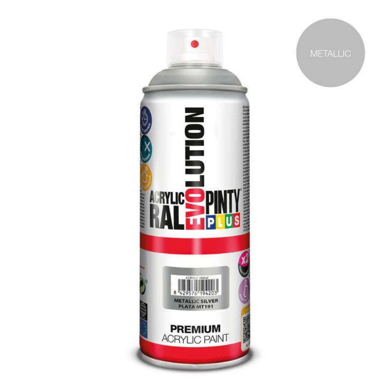 Farba metaliczna w sprayu PintyPlus Evolution Metallic 400ml srebrny 1szt