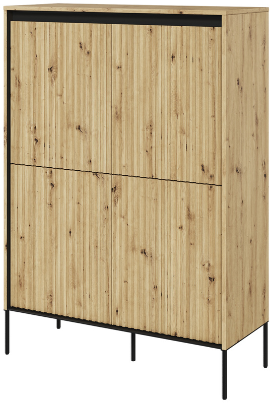 Nowoczesna komoda czterodrzwiowa do salonu z frezowanymi frontami TREND