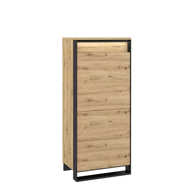 Wąska komoda z półkami do salonu QUANT dąb artisan